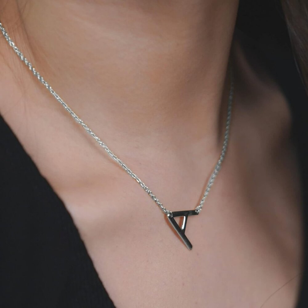 Sterling Silver Sideways Initial Necklace - Initi… - image 3